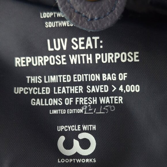 Looptworks Southwest Airline Leather Seats Upcycled Shoulder Tote - Picture 12 of 15